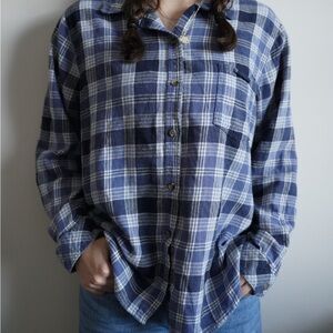 Blue Plaid Button-Up Shirt